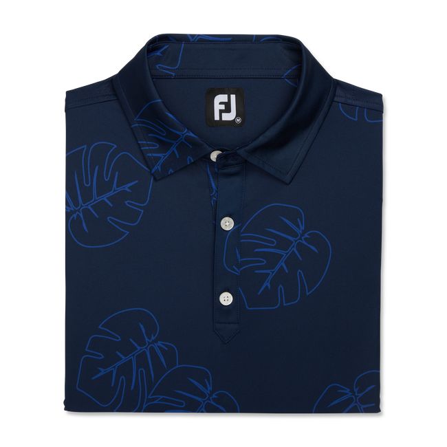 Camisas Footjoy Jungle Leaf Print Lisle Self Collar Hombre Azul Marino | KRTAQED-82