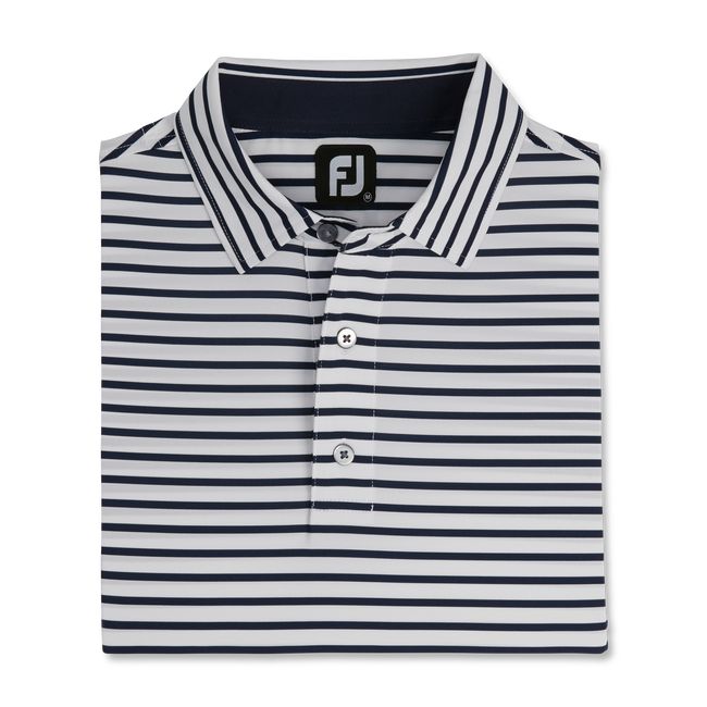 Camisas Footjoy Lisle 2 Color Stripe Self Collar Hombre Blancas Negras | VLIGJZO-08