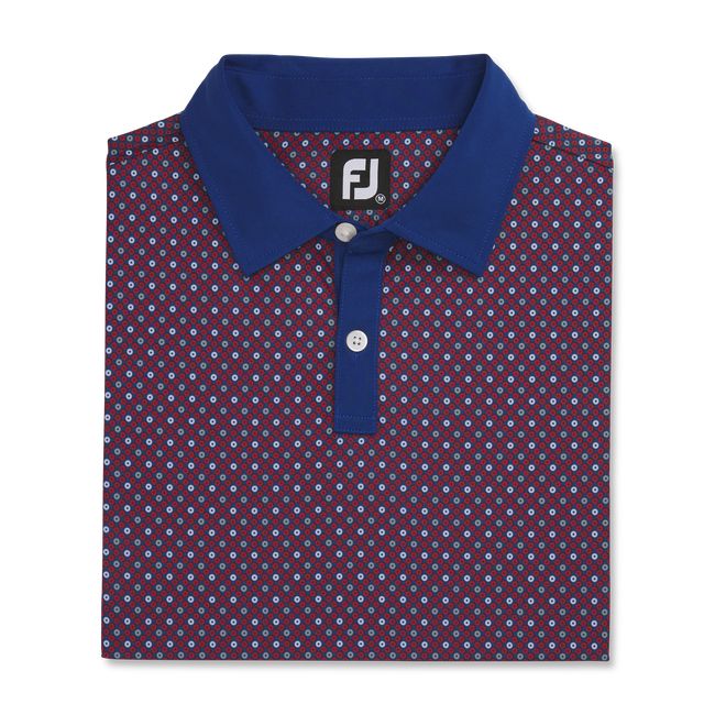 Camisas Footjoy Lisle Circle Print Self Collar Hombre Burdeos | FVQNKPZ-71