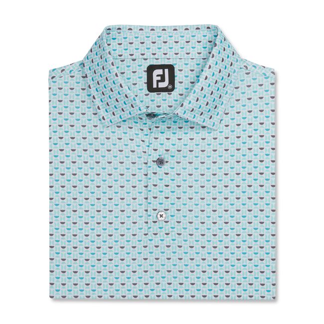 Camisas Footjoy Lisle Half Moon Geo Self Collar Hombre Azules Claro | CBSKZFG-15