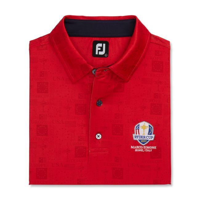 Camisas Footjoy Ryder Cup Tonal Print Self Collar Hombre Rojas | ADGSYIT-39