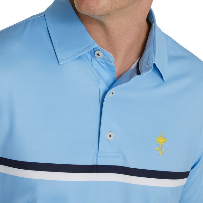 Camisas Footjoy 1927 Trophy Double Chest Stripe Self Collar Hombre Azules | QJNUCVR-60