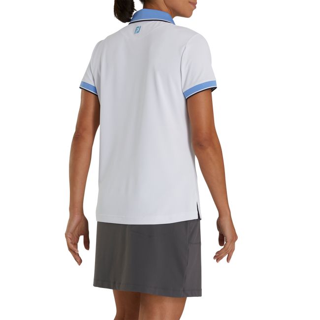 Camisas Footjoy 1927 Trophy Solid With Stripe Trim Mujer Blancas Azules Claro | GNZUBIQ-89