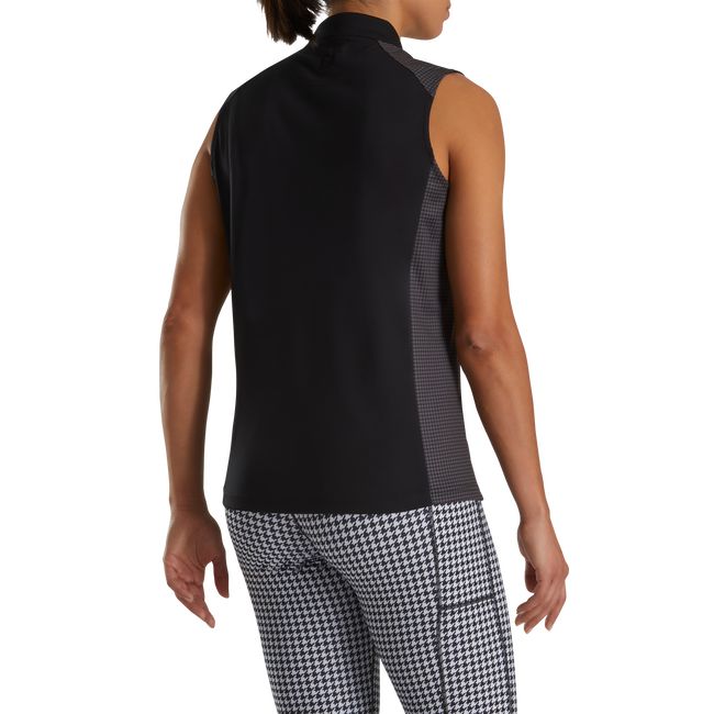 Camisas Footjoy 1/4 Zip Houndstooth Trim Mujer Negras | KVDZXWL-16