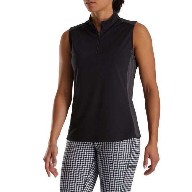 Camisas Footjoy 1/4 Zip Houndstooth Trim Mujer Negras | KVDZXWL-16