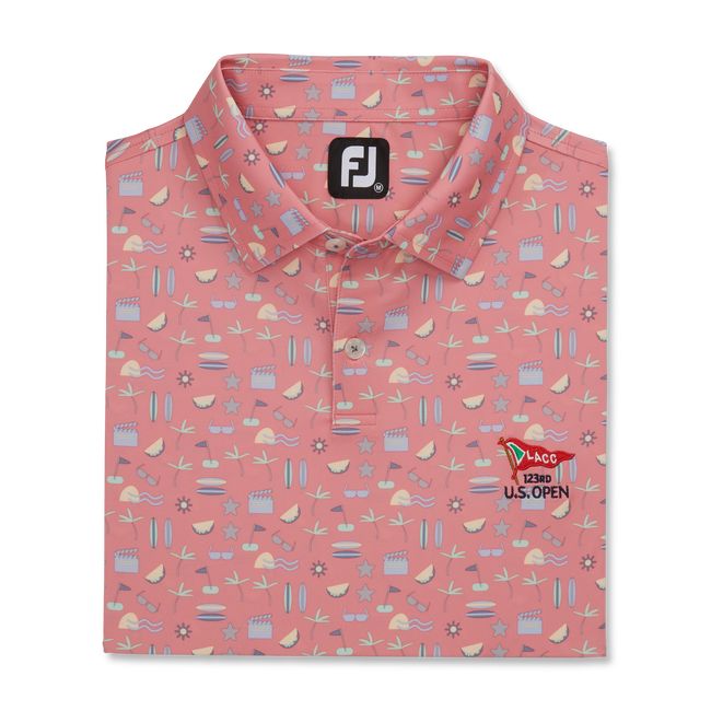 Camisas Footjoy 2023 U.S. Open Hollywood Print Lisle Self Collar Hombre Rojas | TANWOVJ-06