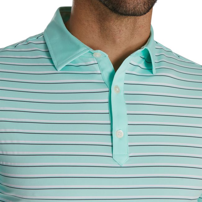 Camisas Footjoy Atléticos Fit Multi-Stripe Lisle Self Collar Hombre Turquesa | IHDBKTE-63