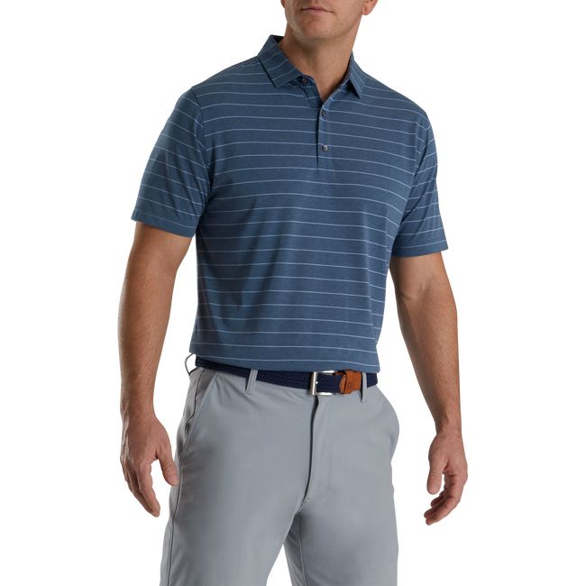 Camisas Footjoy Atléticos Fit Open Stripe Jersey Self Collar Hombre Azul Real | KYPWHAE-05