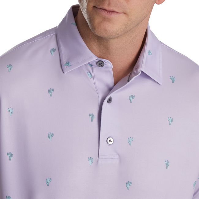 Camisas Footjoy Cactus Print Lisle Self Collar Hombre Moradas | RJMEQGK-15