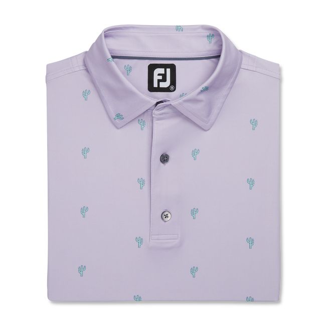 Camisas Footjoy Cactus Print Lisle Self Collar Hombre Moradas | RJMEQGK-15