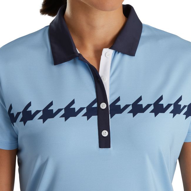 Camisas Footjoy Cap Sleeve Houndstooth Print Mujer Azules | QMGEVSK-86