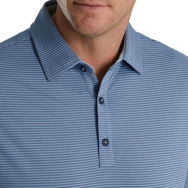 Camisas Footjoy Feeder Stripe Mix Stretch Pique Self Collar Hombre Azules | NQIJOHP-85