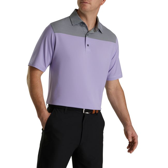 Camisas Footjoy Lisle End-On-End Block Self Collar Hombre Gris Moradas | XKJAHVL-25