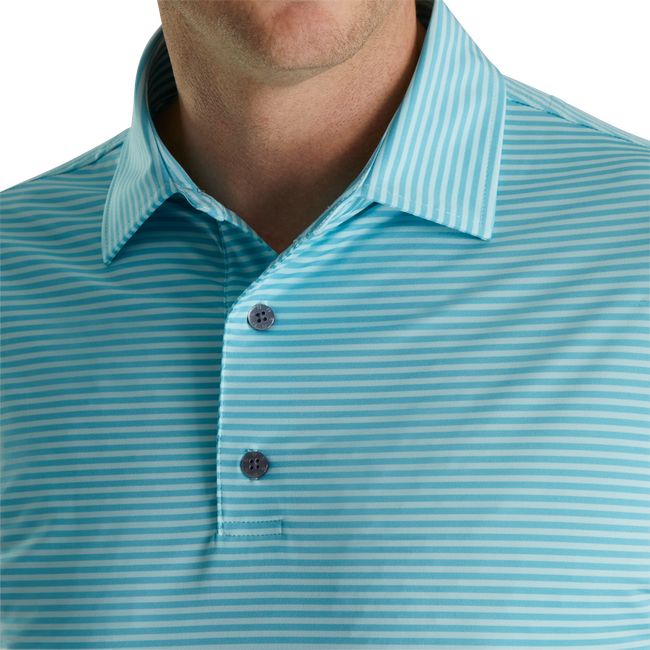 Camisas Footjoy Lisle Feeder Stripe Self Collar Hombre Turquesa | RQMIFZU-93