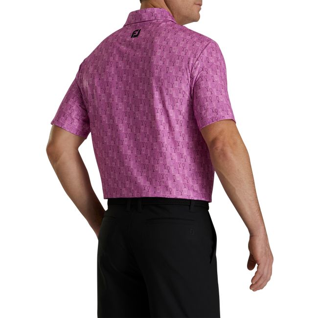 Camisas Footjoy Lisle Glass Print Self Collar Hombre Fucsia | EHPNWBR-74