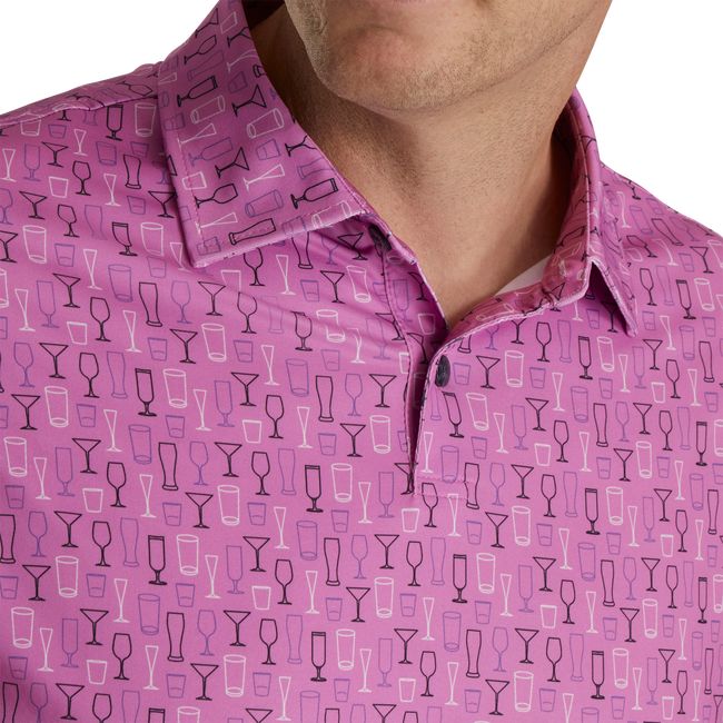 Camisas Footjoy Lisle Glass Print Self Collar Hombre Fucsia | EHPNWBR-74