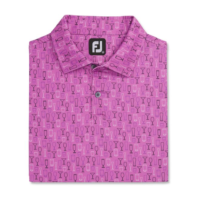 Camisas Footjoy Lisle Glass Print Self Collar Hombre Fucsia | EHPNWBR-74