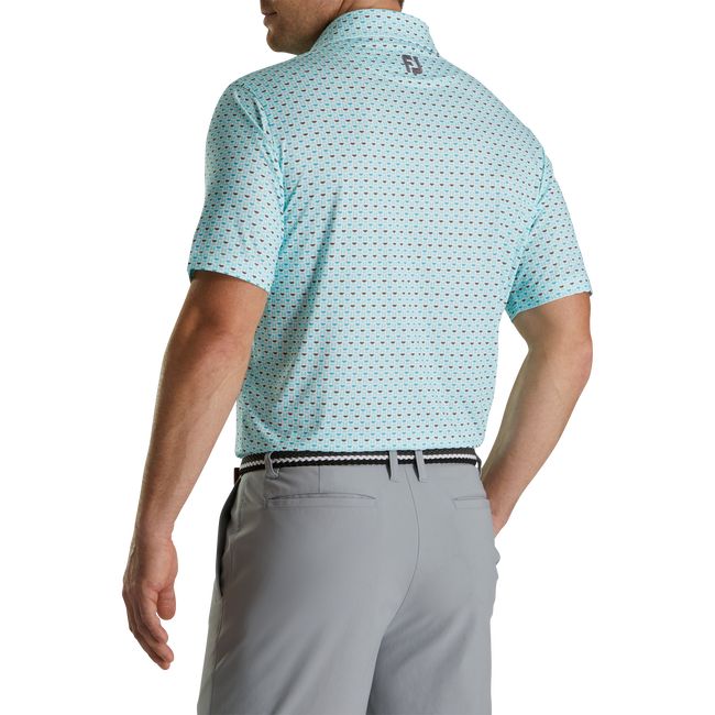 Camisas Footjoy Lisle Half Moon Geo Self Collar Hombre Azules Claro | CBSKZFG-15