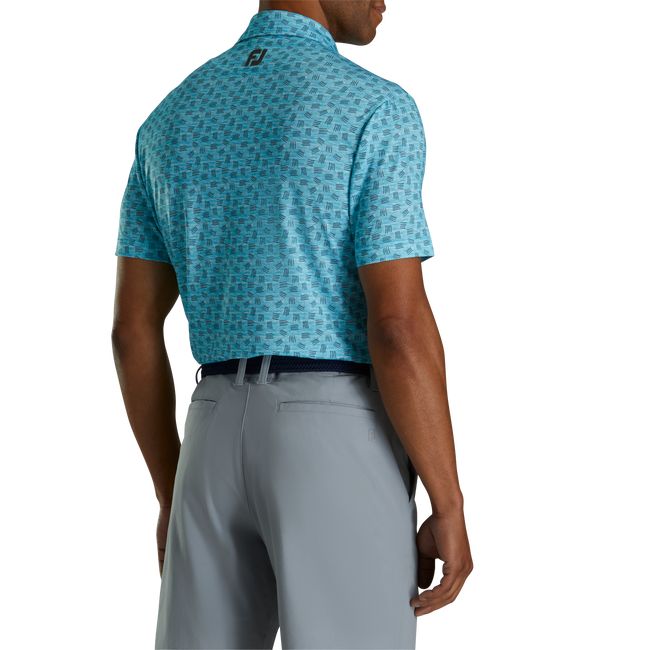 Camisas Footjoy Lisle Sketched Print Self Collar Hombre Turquesa | QHLIUFV-70