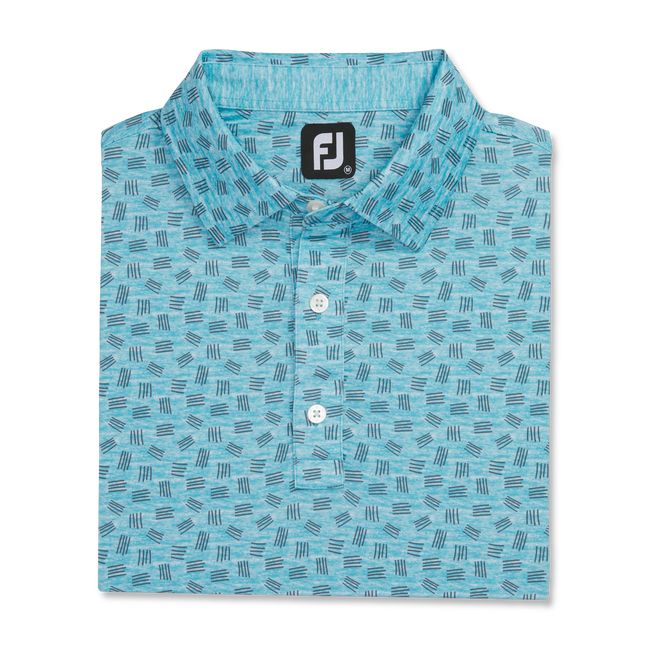 Camisas Footjoy Lisle Sketched Print Self Collar Hombre Turquesa | QHLIUFV-70