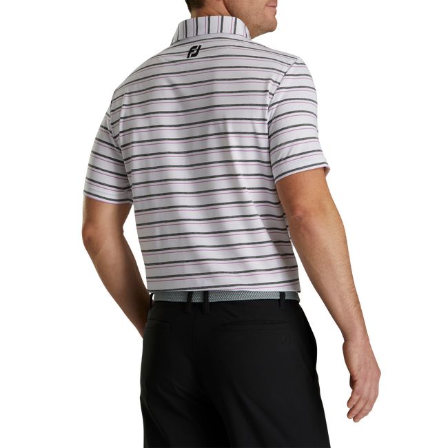 Camisas Footjoy Lisle Space Dyed Stripe Self Collar Hombre Blancas | DHFCMNA-04