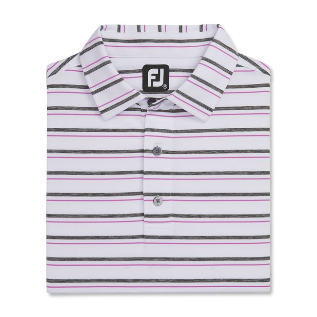 Camisas Footjoy Lisle Space Dyed Stripe Self Collar Hombre Blancas | DHFCMNA-04