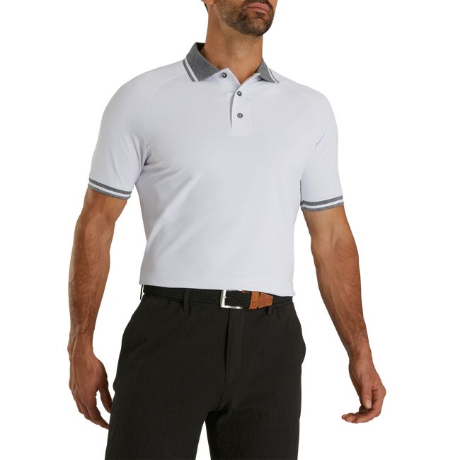 Camisas Footjoy Raglan Knit Pique Polo Hombre Blancas | MFYHNZE-94