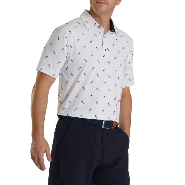 Camisas Footjoy Shoe Print Lisle Self Collar Hombre Blancas | RLZHXWD-41