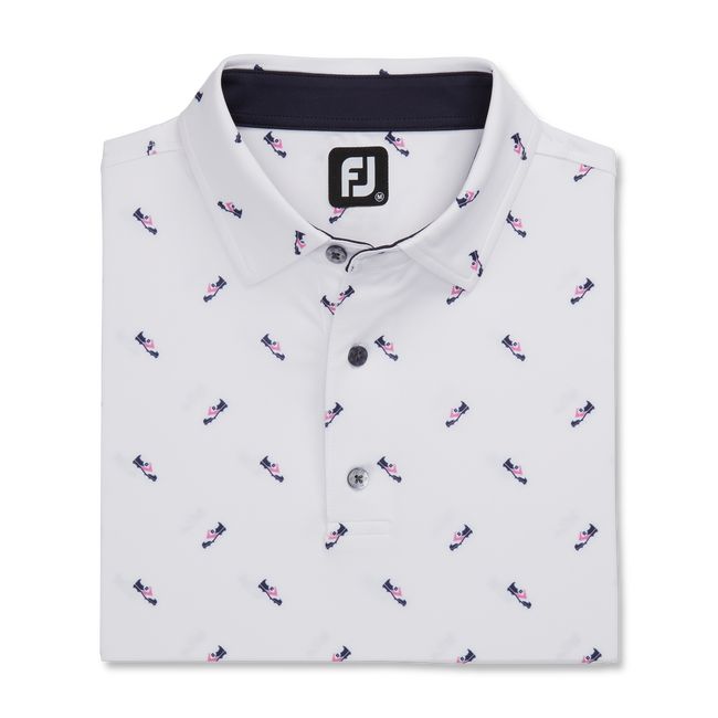 Camisas Footjoy Shoe Print Lisle Self Collar Hombre Blancas | RLZHXWD-41