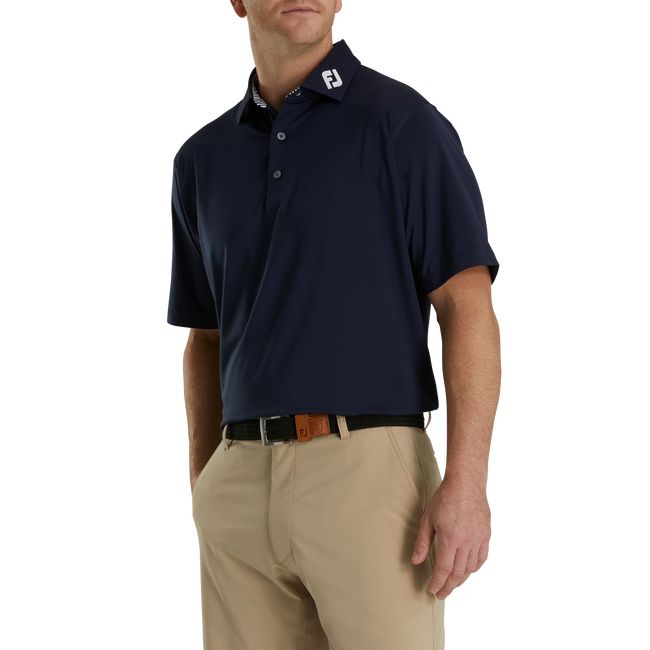 Camisas Footjoy Solid Lisle Self Collar - Fj Tour Logo Hombre Negras | VEUKFAO-89