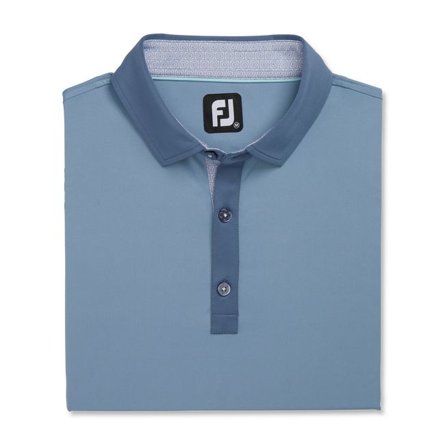 Camisas Footjoy Solid + Spiral Print Trim Lisle Self Collar Hombre Azules | JMSITZA-39