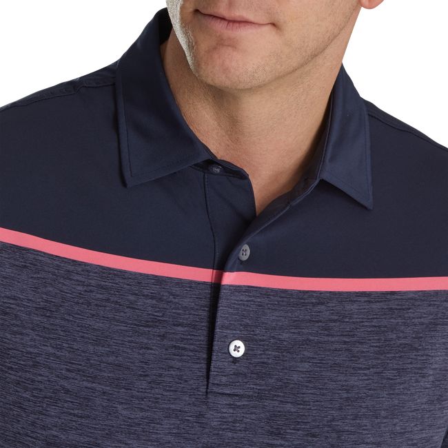 Camisas Footjoy Spacedye Block Lisle Self Collar Hombre Azul Marino | IJAXKCS-73