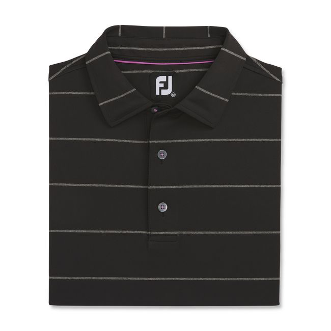 Camisas Footjoy Stretch Pique Chalkstripe Self Collar Hombre Negras | ORVWJEX-71