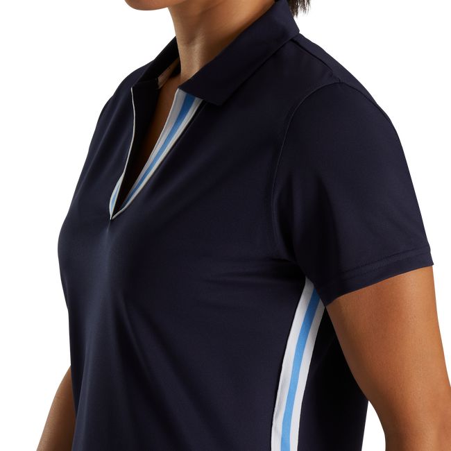 Camisas Footjoy Stripe Ribbon Trim Mujer Azul Marino | PUNOIVG-59