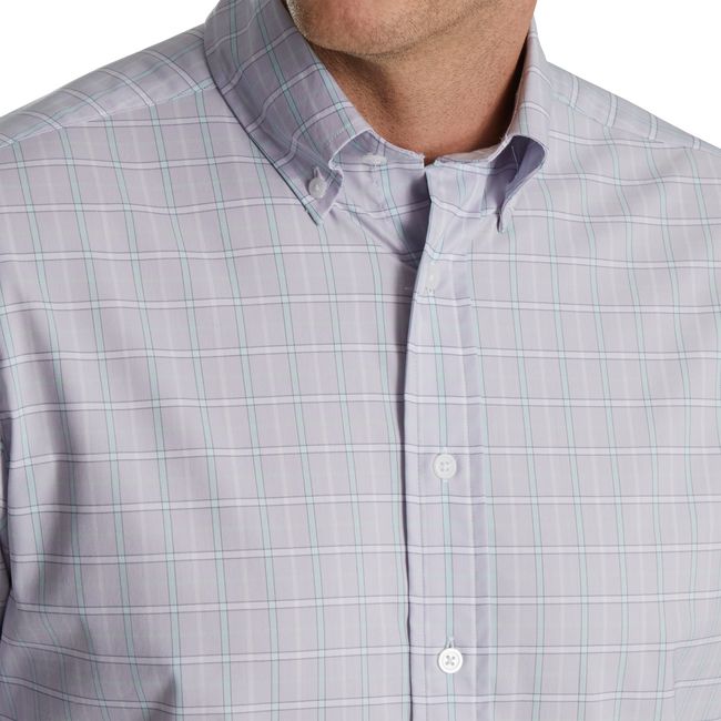 Camisas Footjoy Super Soft Woven Plaid Hombre Azur | HZDWOJU-98