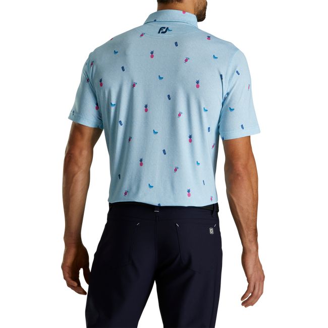 Camisas Footjoy Tiki Print Lisle Self Collar Hombre Azules | IGBPKDE-38