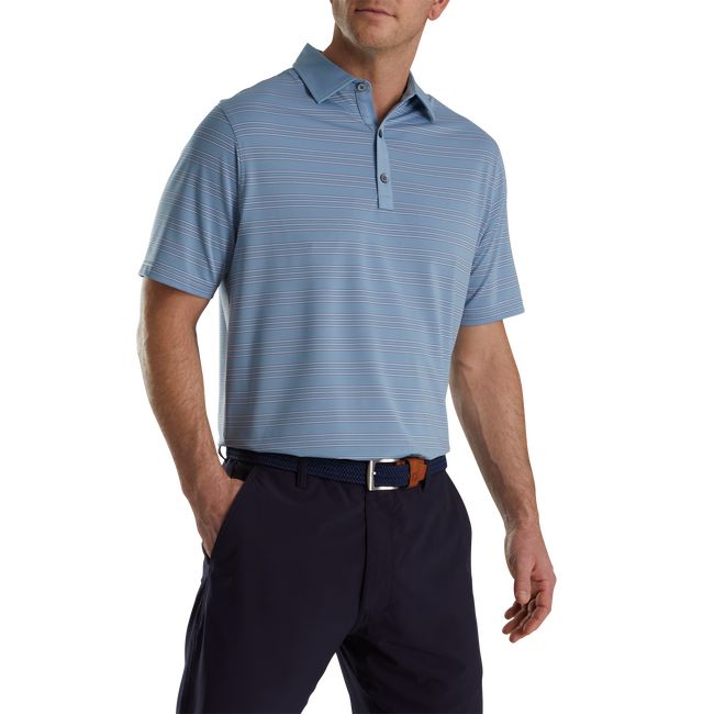 Camisas Footjoy Trio Stripe Lisle Self Collar Hombre Azules | XIWGZNT-72