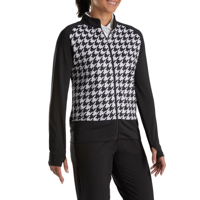 Sudaderas Footjoy Full-Zip Houndstooth Print Mid-Layer Mujer Negras | YLMSGWA-98