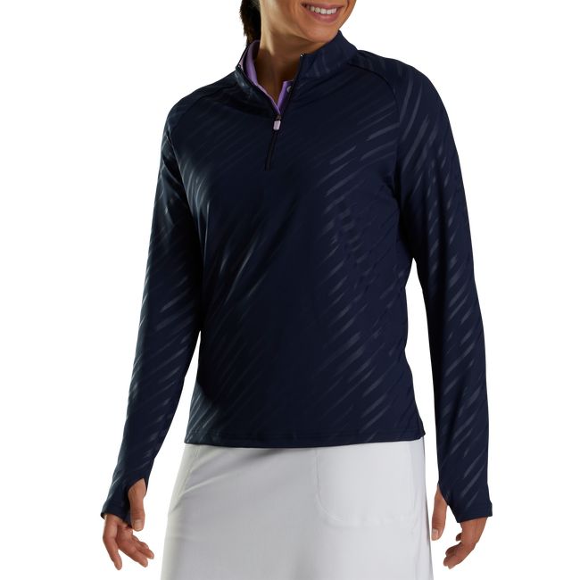 Sudaderas Footjoy Half-Zip Embossed Pullover Mujer Azul Marino | HBLIRKA-39