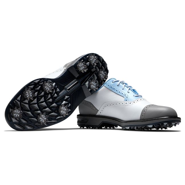 Zapatos Golf Con Pinchos Footjoy Myjoys Premiere Series - Tarlow Hombre Blancas Azules Claro Gris | KHTCPSD-63