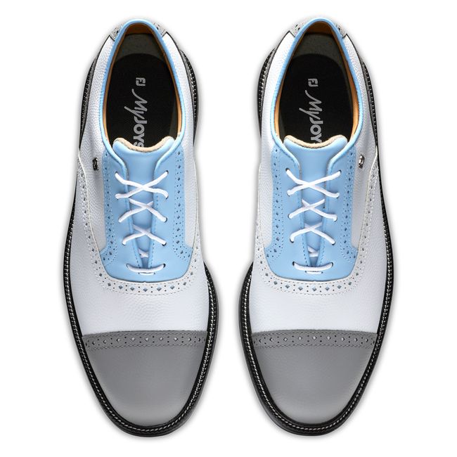 Zapatos Golf Con Pinchos Footjoy Myjoys Premiere Series - Tarlow Hombre Blancas Azules Claro Gris | KHTCPSD-63