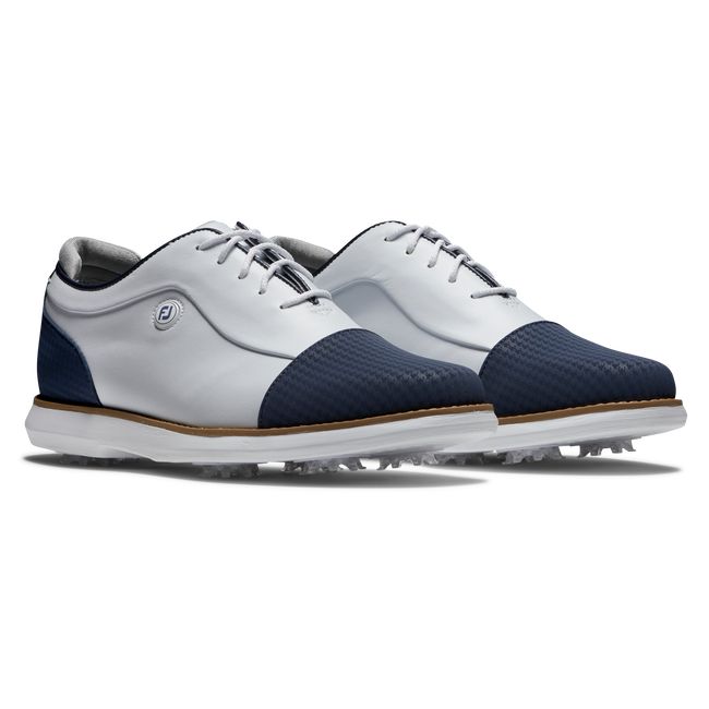 Zapatos Golf Con Pinchos Footjoy Traditions Cap Puntera Mujer Blancas Azul Marino | GYXOREZ-49