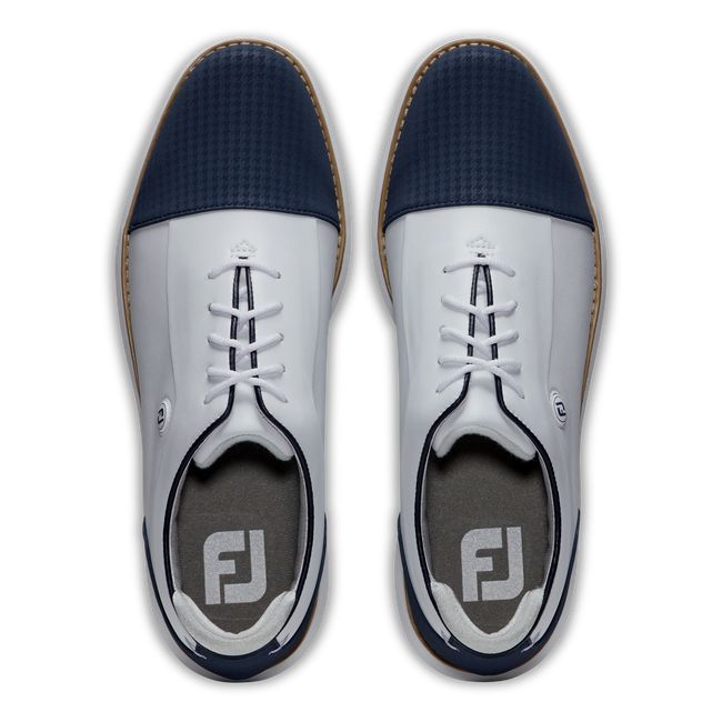 Zapatos Golf Con Pinchos Footjoy Traditions Cap Puntera Mujer Blancas Azul Marino | GYXOREZ-49