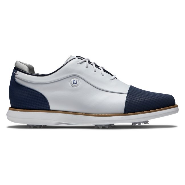 Zapatos Golf Con Pinchos Footjoy Traditions Cap Puntera Mujer Blancas Azul Marino | GYXOREZ-49