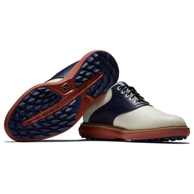 Zapatos Golf Sin Pinchos Footjoy Traditions Hombre Creme Azul Marino | VHQZPUI-60