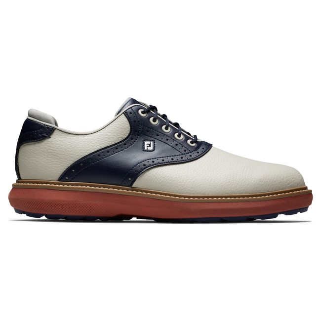 Zapatos Golf Sin Pinchos Footjoy Traditions Hombre Creme Azul Marino | VHQZPUI-60